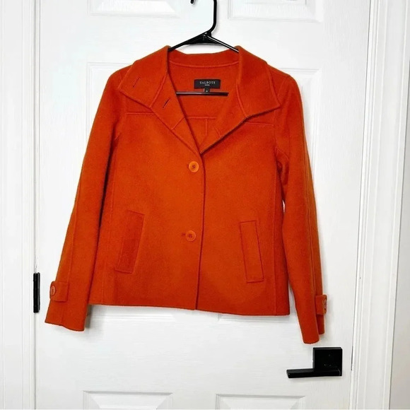 TALBOTS Burnt Orange Felted Wool Unlined Exposed Seam Jacket Size 2Petite - Picture 1 of 6